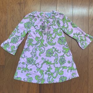4T Toddler Girls Hartstrings Pink And Green Corduroy Long Sleeve Dress